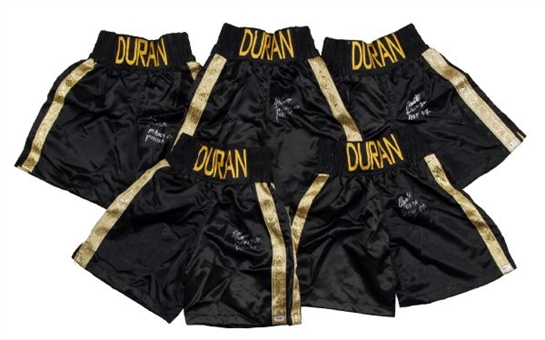 Lot of (5) Roberto Duran Signed Boxing Trunks